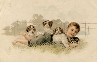 Carte postale Enfant-et-Chiens - Fantaisie