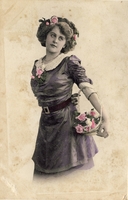 Carte postale Femme-Fleurs - Fantaisie