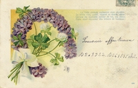 Carte postale Violettes-Trefle - Fantaisie