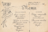 Carte postale Menu-du-14-Juillet - Militaire