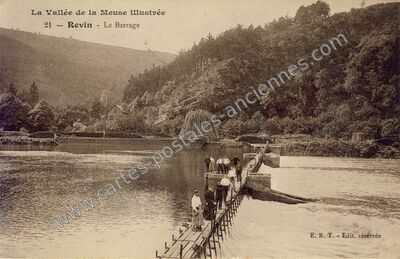 Carte postale ancienne La Vallée de la Meuse illustrée - Le Barrage — Revin (Ardennes)