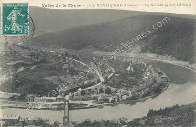 Carte postale ancienne Vallée de la Meuse - Vue Générale — Monthermé (Ardennes)