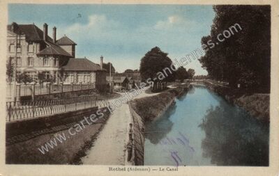 Carte postale ancienne Le Canal — Rethel (Ardennes)