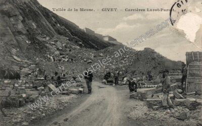 Carte postale ancienne Vallée de la Meuse. - Carrières Lurot-Parut — Givet (Ardennes)
