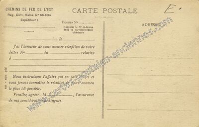Carte postale ancienne Chemins de Fer de l'Est — Non Localisée (Ardennes)