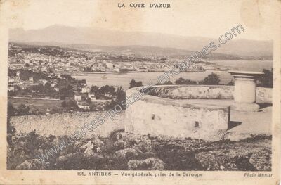 Carte postale ancienne Vue générale prise de la Garoupe — Antibes (Alpes-Maritimes)