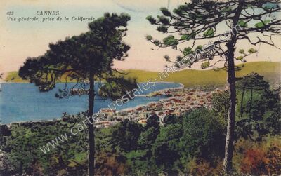 Carte postale ancienne Vue générale, prise de la Californie — Cannes (Alpes-Maritimes)