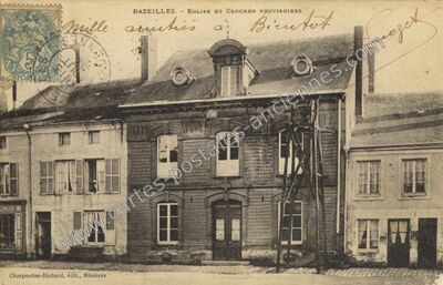 Carte postale ancienne Eglise et clocher provisoires — Bazeilles (Ardennes)