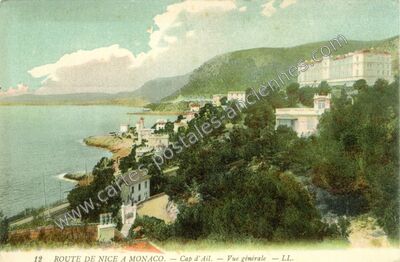 Carte postale ancienne Route de Nice à Monaco. — Cap d'Ail. — Vue générale — Cap-d'Ail (Alpes-Maritimes)