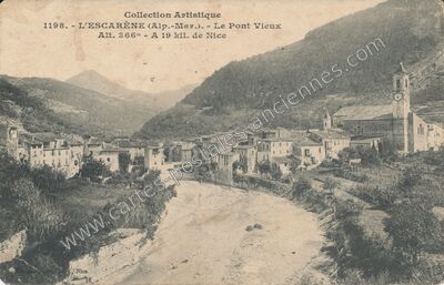 Carte postale ancienne Le Pont Vieux — L'Escarène (Alpes-Maritimes)