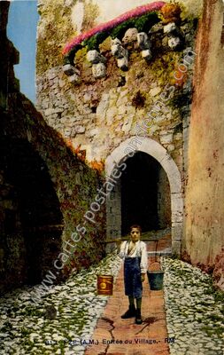 Carte postale ancienne Entrée du Village — Èze (Alpes-Maritimes)