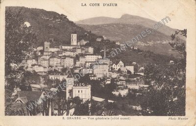 Carte postale ancienne Vue générale (côté ouest) — Grasse (Alpes-Maritimes)
