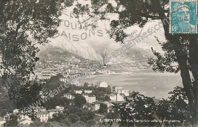 Carte postale ancienne Vue Générale vers la Frontière — Menton (Alpes-Maritimes)
