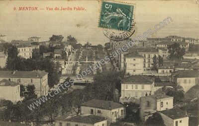 Carte postale ancienne Vue du Jardin Public — Menton (Alpes-Maritimes)