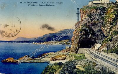 Carte postale ancienne Les Rochers Rouges — Menton (Alpes-Maritimes)
