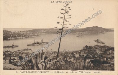 Carte postale ancienne St-Hospice et rade de Villefranche-sur-Mer — Saint-Jean-Cap-Ferrat (Alpes-Maritimes)