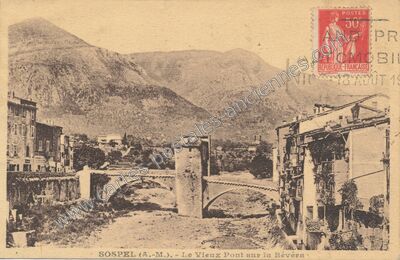 Carte postale ancienne Le Vieux Pont sur la Bévéra — Sospel (Alpes-Maritimes)