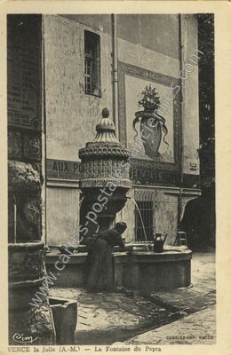 Carte postale ancienne La Fontaine du Peyra — Vence (Alpes-Maritimes)