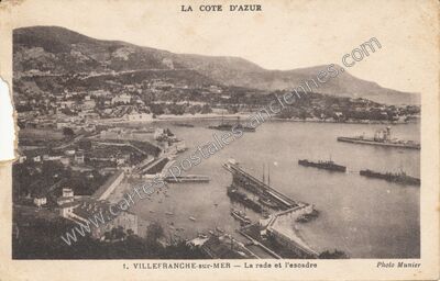 Carte postale ancienne La rade et l'escadre — Villefranche-sur-Mer (Alpes-Maritimes)