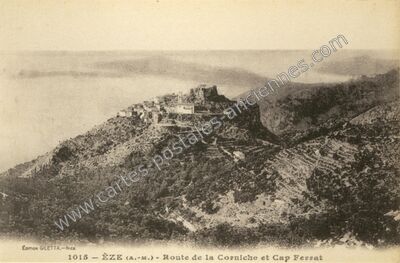 Carte postale ancienne Route de la Corniche et Cap Ferrat — Èze (Alpes-Maritimes)