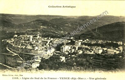 Carte postale ancienne Ligne du Sud de la France - Vue générale — Vence (Alpes-Maritimes)