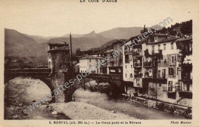 Carte postale ancienne Le vieux pont et la Bévera — Sospel (Alpes-Maritimes)