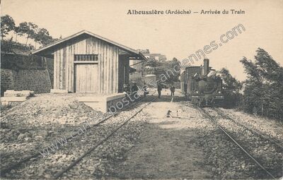 Carte postale ancienne Arrivée du Train — Alboussière (Ardèche)