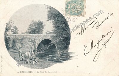 Carte postale ancienne Le Pont de Monnepiat — Alboussière (Ardèche)