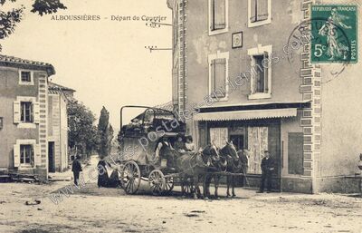 Carte postale ancienne Départ du Courrier — Alboussière (Ardèche)