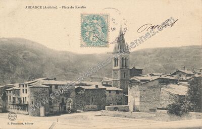 Carte postale ancienne Place du Ravelin — Andance (Ardèche)