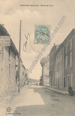 Carte postale ancienne Route de Lyon — Andance (Ardèche)