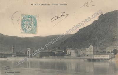 Carte postale ancienne Vue de l'Estacade — Andance (Ardèche)
