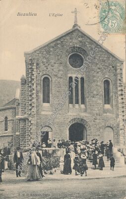 Carte postale ancienne L'Eglise — Beaulieu (Ardèche)
