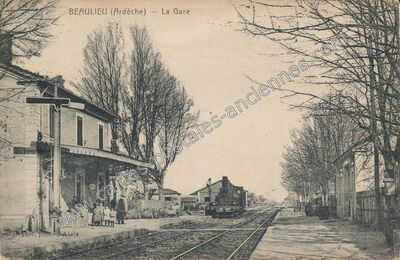 Carte postale ancienne La Gare — Beaulieu (Ardèche)