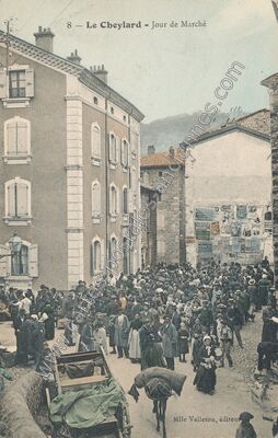 Carte postale ancienne Jour de Marché — Le Cheylard (Ardèche)