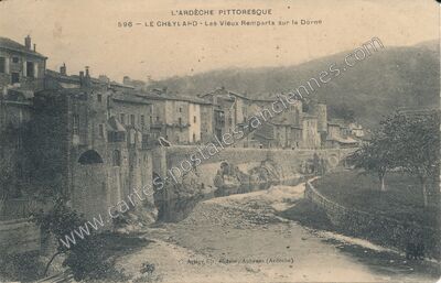 Carte postale ancienne Les Vieux Remparts sur la Dorne — Le Cheylard (Ardèche)