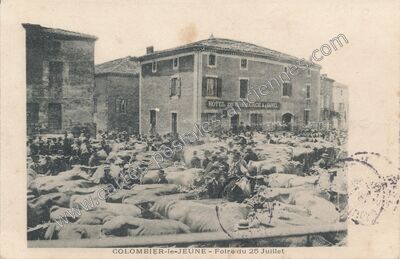 Carte postale ancienne Foire du 25 Juillet — Colombier-le-Jeune (Ardèche)