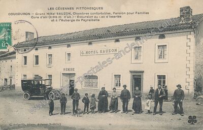 Carte postale ancienne Grand Hôtel SAUZON, Chambres confortables — Coucouron (Ardèche)