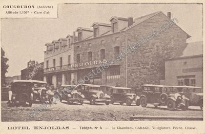 Carte postale ancienne Hôtel Enjolras — Coucouron (Ardèche)