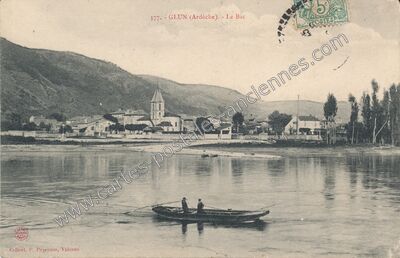 Carte postale ancienne Le Bac — Glun (Ardèche)