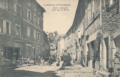 Carte postale ancienne Rue de la Molle — Jaujac (Ardèche)
