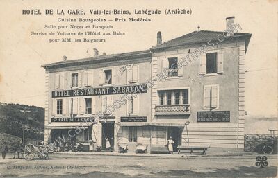 Carte postale ancienne Hôtel Restaurant Sabaton — Labégude (Ardèche)