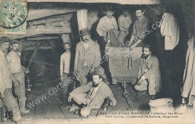 Carte postale ancienne Intérieur des Mines — Lalevade-d'Ardèche (Ardèche)