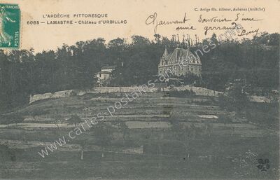 Carte postale ancienne Château d'URBILLAC — Lamastre (Ardèche)