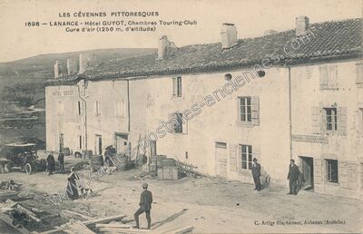 Carte postale ancienne Hôtel GUYOT, Chambres Touring-Club, Cure d'air — Lanarce (Ardèche)