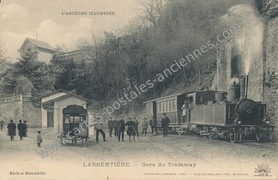 Carte postale ancienne Gare du Tramway — Largentière (Ardèche)
