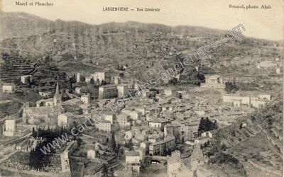 Carte postale ancienne Vue Générale — Largentière (Ardèche)