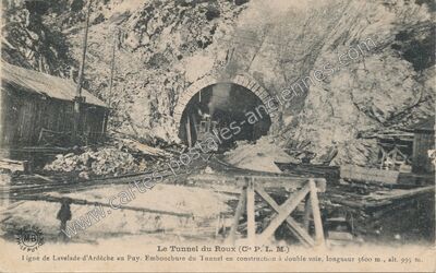 Carte postale ancienne Tunnel du Roux — Mazan-l'Abbaye (Ardèche)
