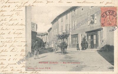 Carte postale ancienne Rue du Commerce — Meysse (Ardèche)