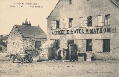 Carte postale ancienne Hôtel Mathon — Mézilhac (Ardèche)
